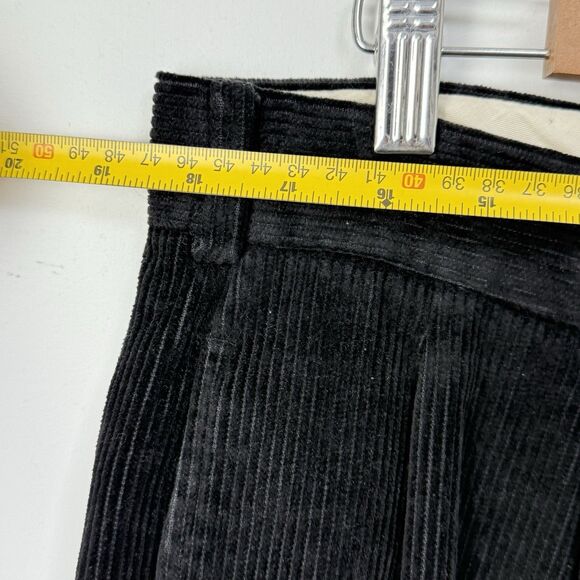 Paul Frederick Mens Pants Black Corduroy Straight Cuffed Pleat Size 36x32 - Picture 10 of 13